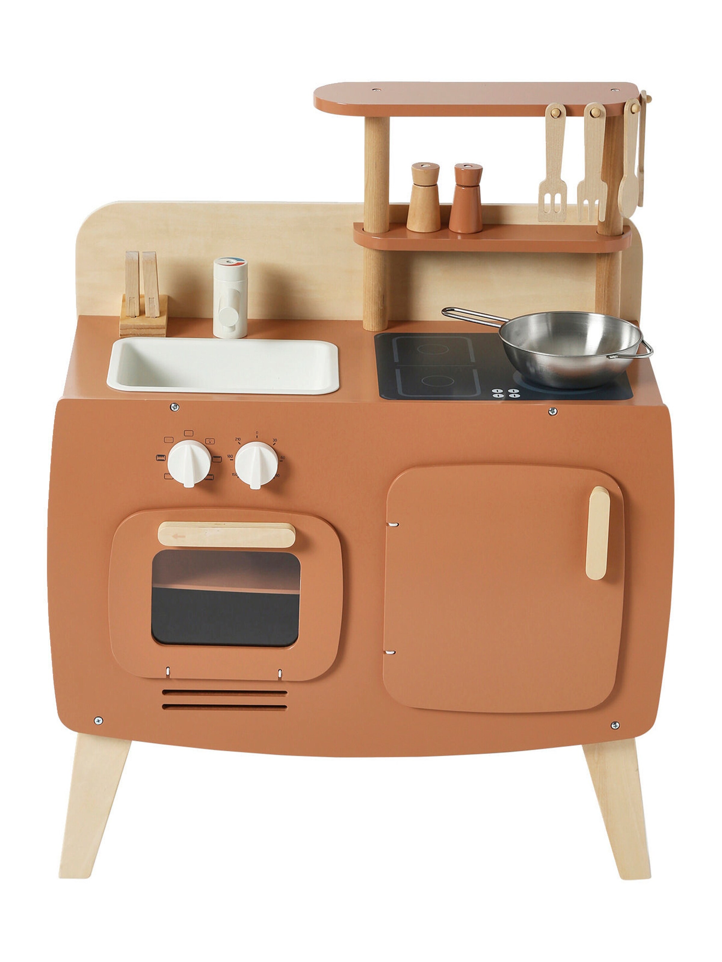 Vertbaudet Retro-Spielküche, Küche aus Holz FSC® karamel/natur mini retro