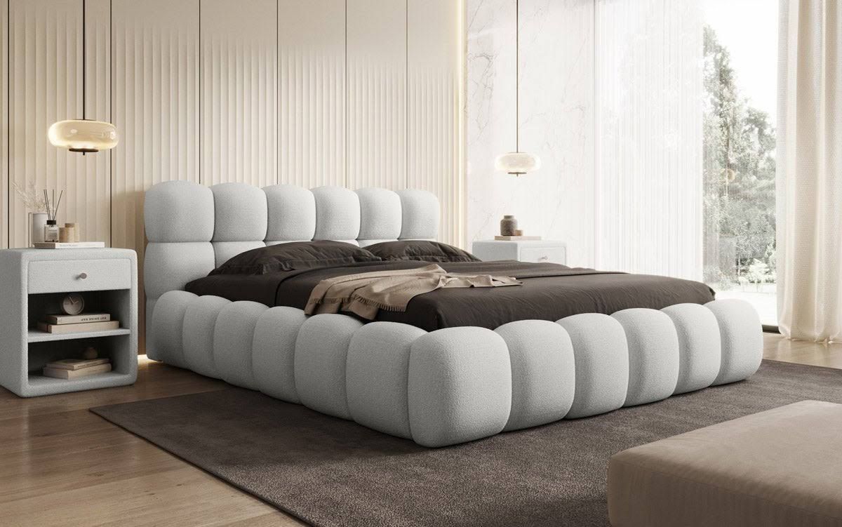 luxusbetten24 Designer Polsterbett Boston Bouclé mit Stauraum