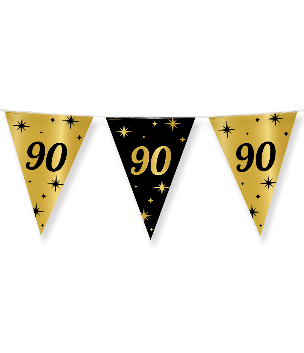 Vlaggenlijn 90 Jaar Goud Zwart 10m