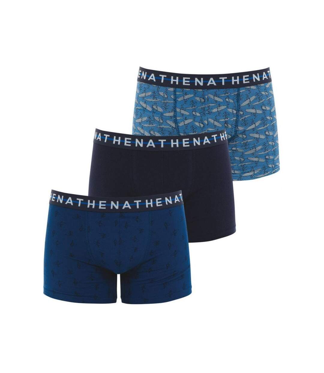 ATHENA Lot de 3 Boxers Homme Coton EASY STYLE Surfer Marine Rayures