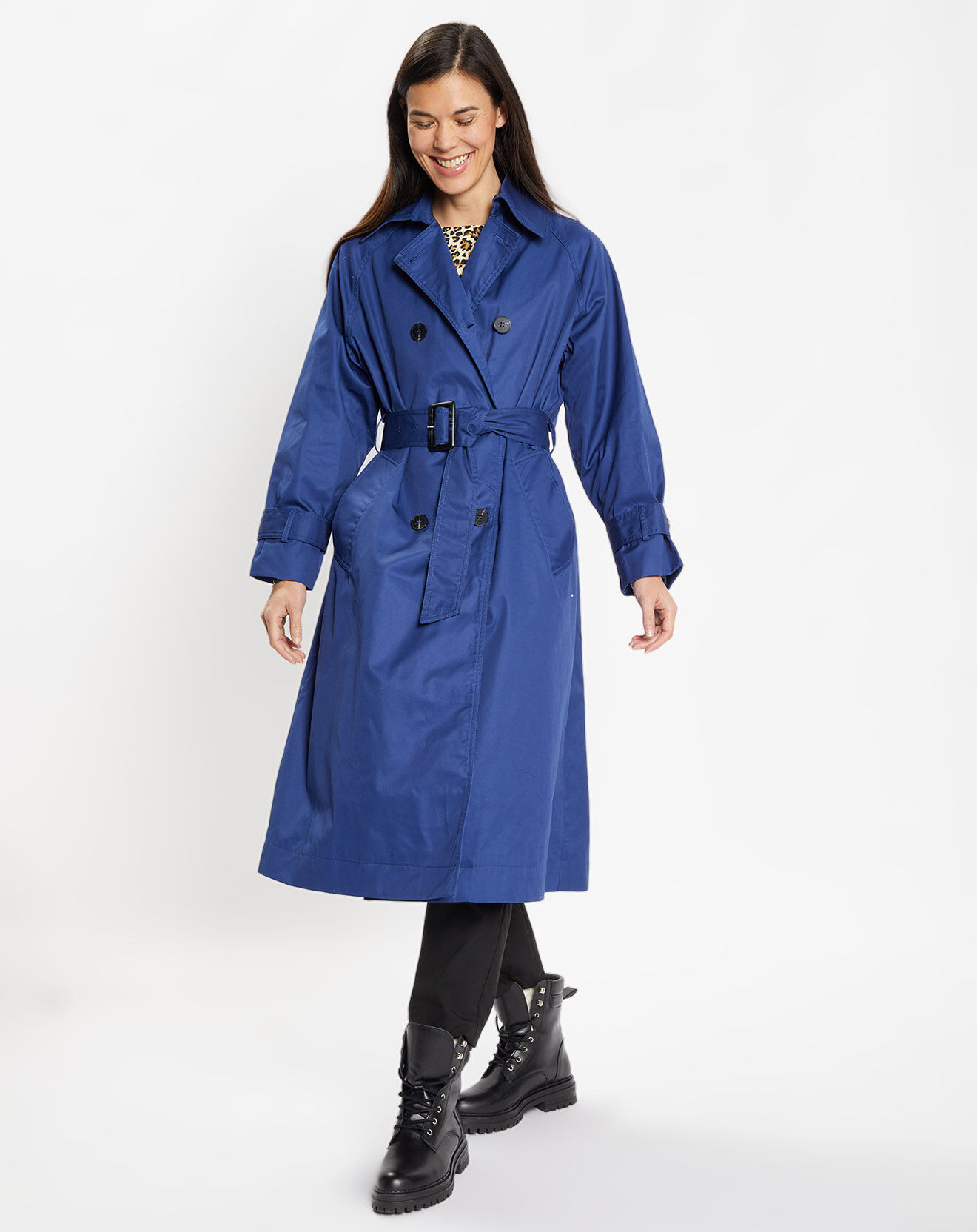 Galeries Lafayette Imperméable en Coton Bio Marius Oversize bleu