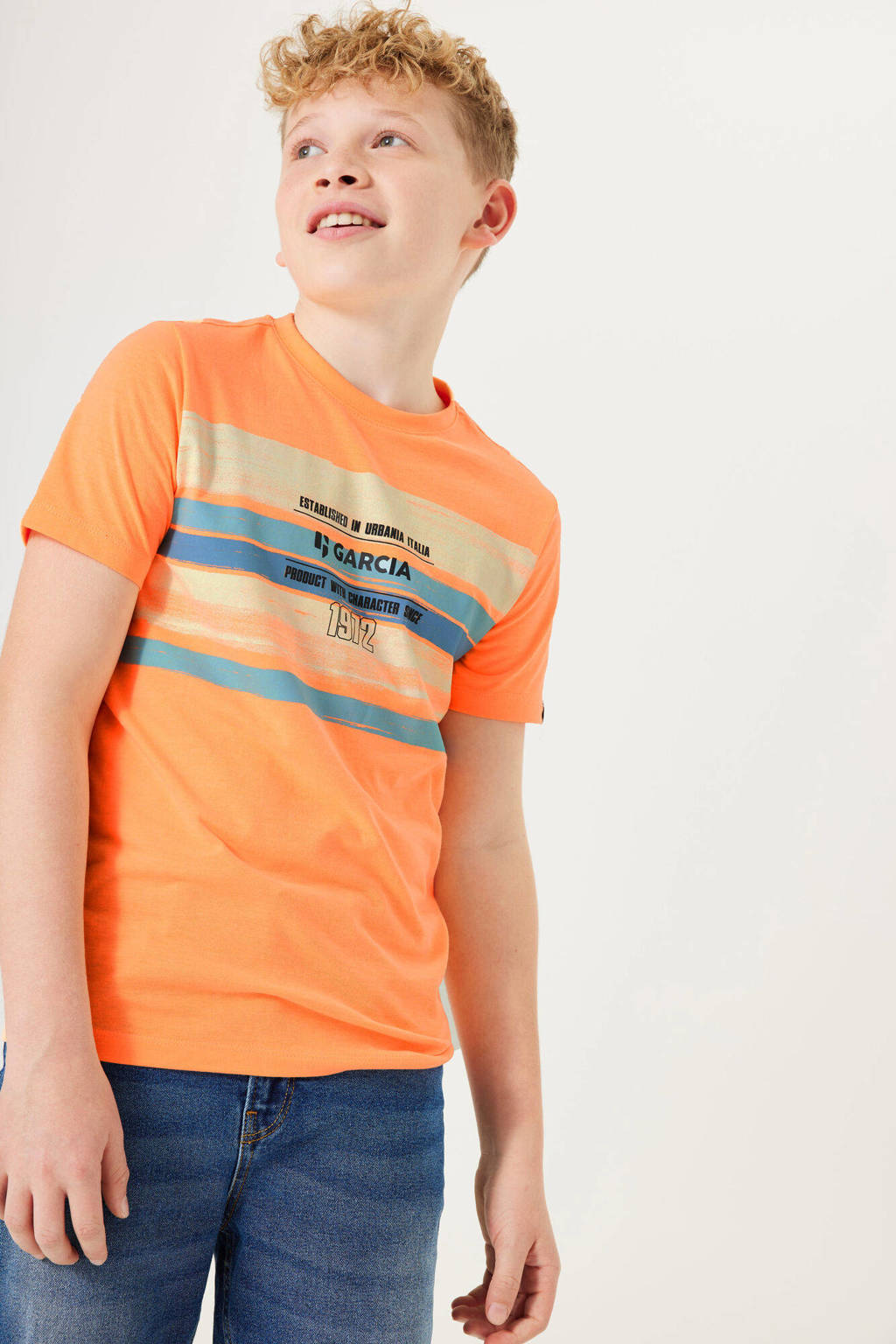 Garcia T-shirt met printopdruk oranje