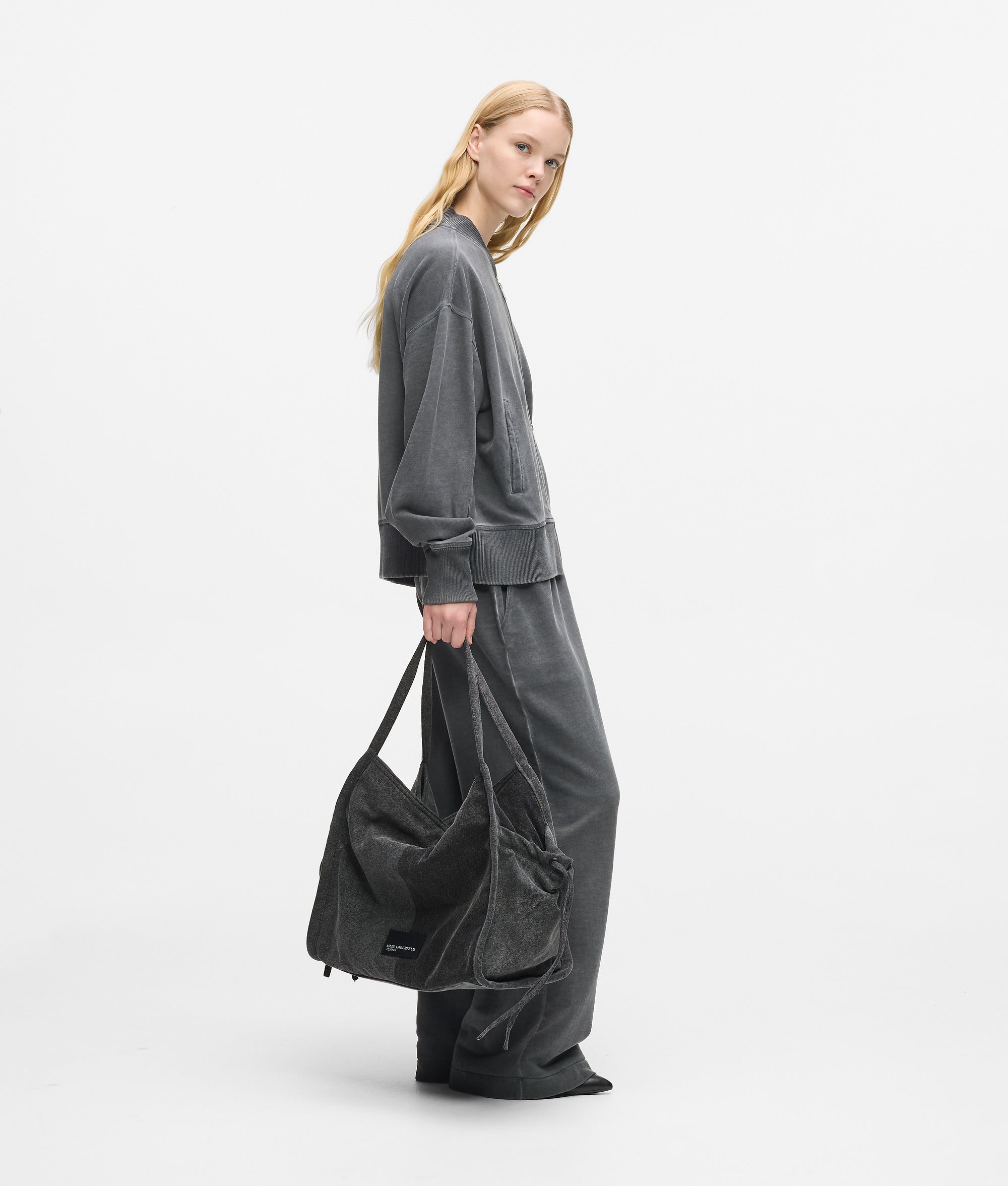 Tweekleurige denim shopper