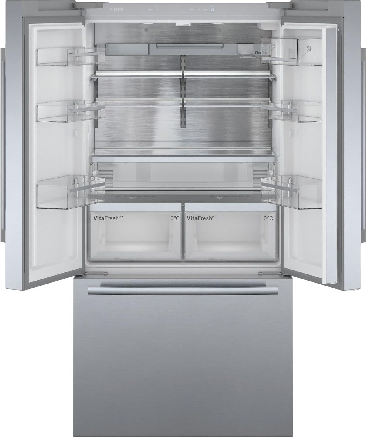 Bosch KFF96PIEP Serie 8 Smarter French Door Kühlschrank, 183 x 90,5 cm, 402 L Kühlen & 171 L Gefrieren, VitaFresh pro 3x längere Frische, NoFrost nie wieder abtauen, Eis- und Wasserspender