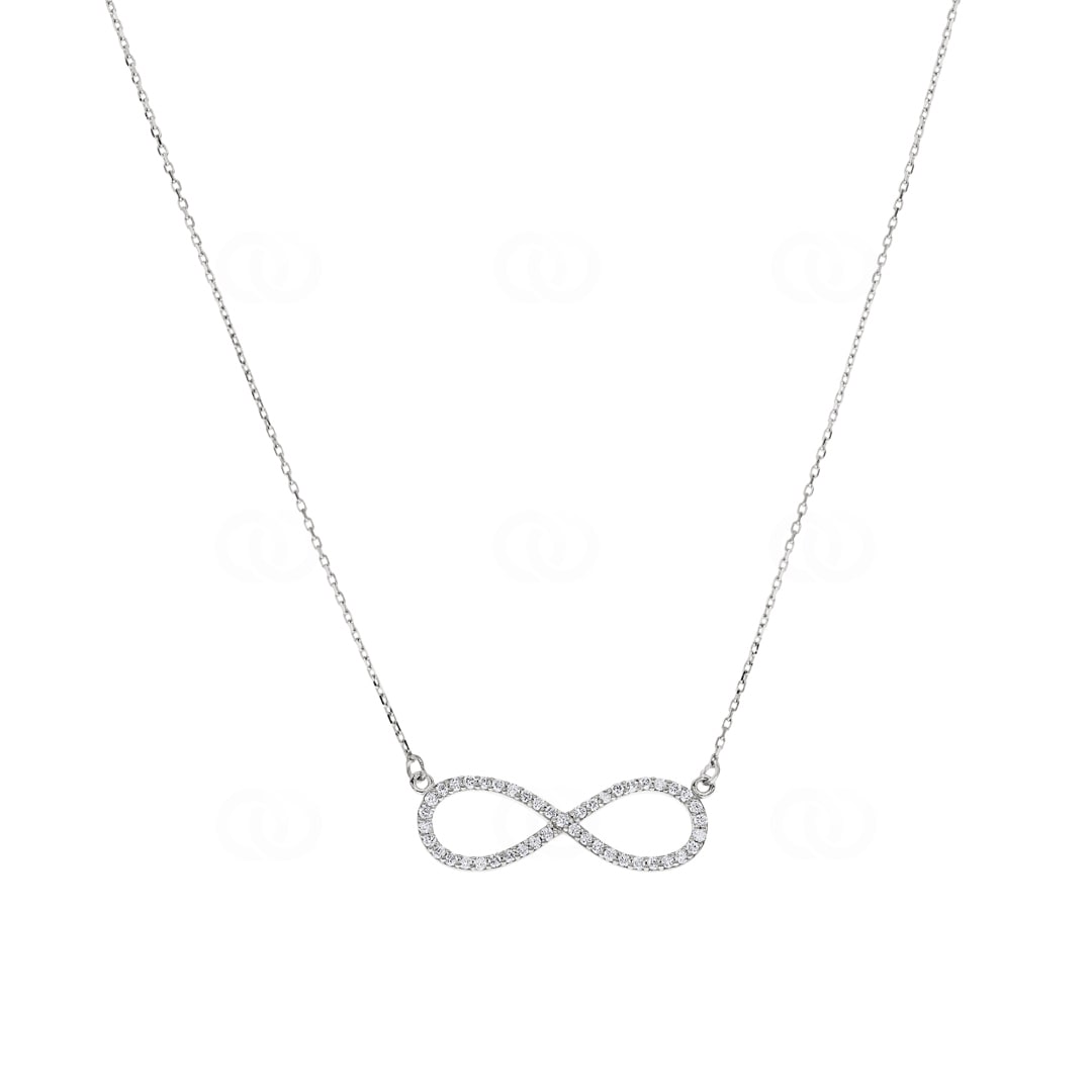 Collier mit Anhänger 750/18 K Weissgold Infinity mit Diamant 0.24 ct H/si