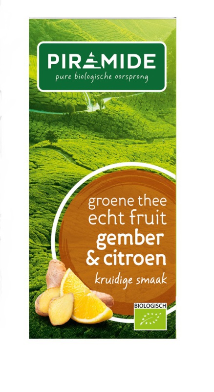 Piramide Groene Thee Met Gember en Citroen 20 stuks