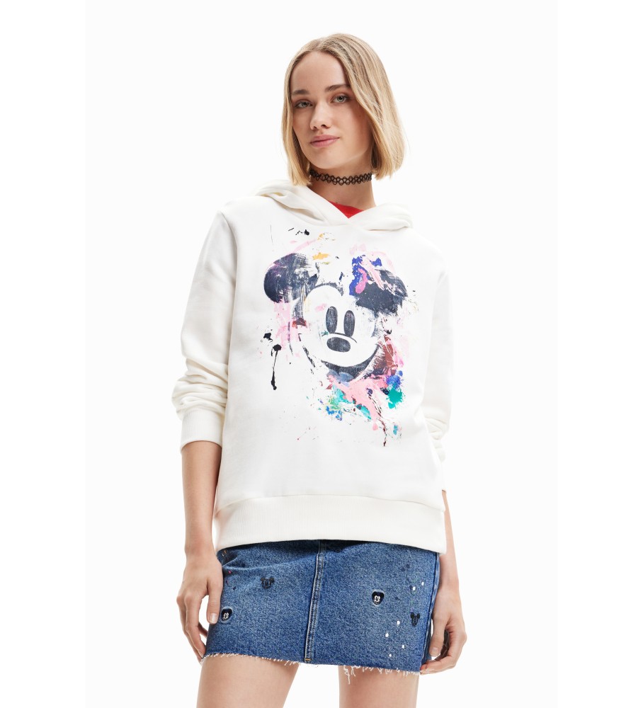 Moletom Desigual Mickey Mouse com estampa de respingos, branco