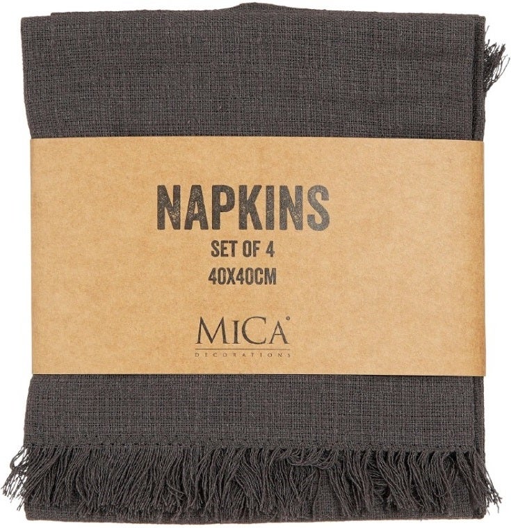Mica Decorations servet Villia grijs 40 x 40 cm 4 stuks