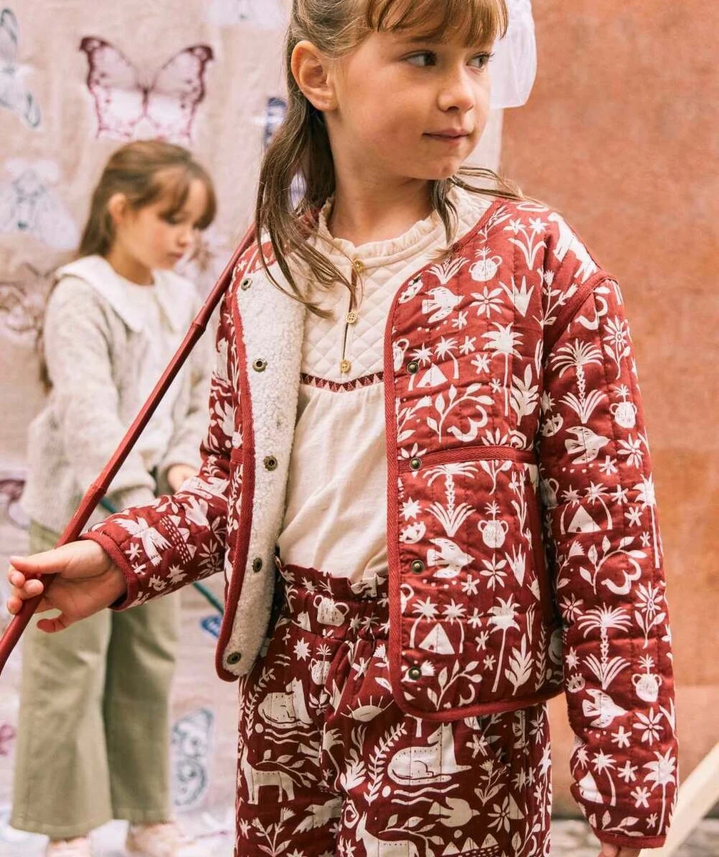 VESTE MATELASSÉE FILLE EN FIBRES RECYCLÉES IMPRIMÉ ÉGYPTIEN