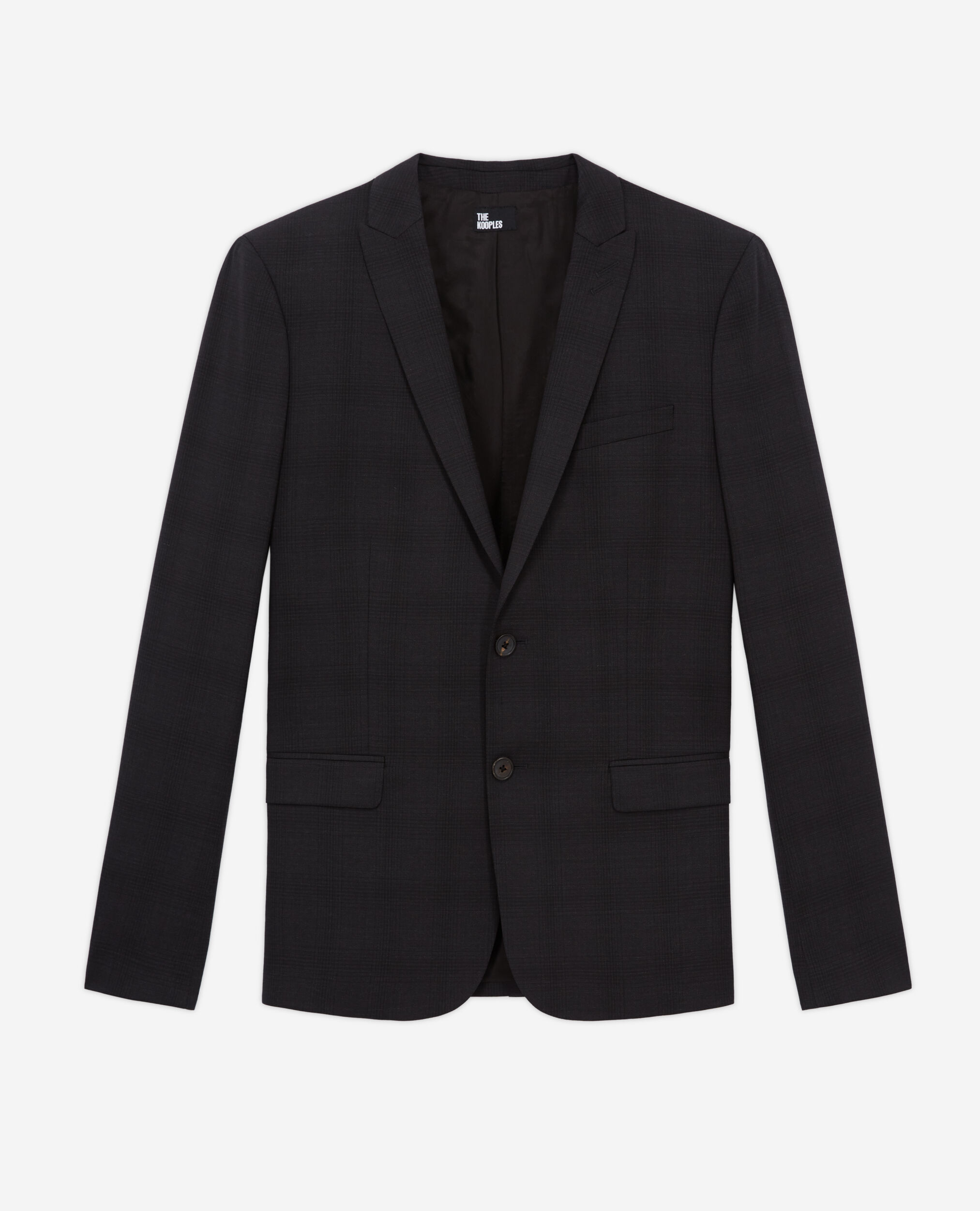 Veste de costume en laine à motifs noire