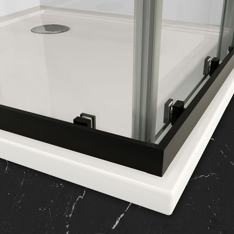 Luca Varess - Vidor - Douchecabine - Mat Zwart - 90 x 90 cm - Hoekinstap met 2 Schuifdeuren