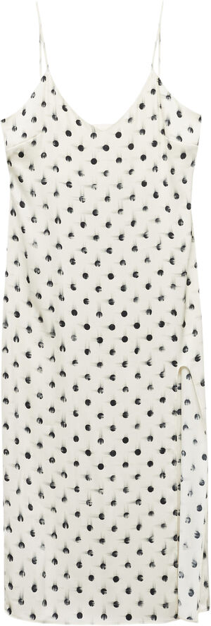 MANGO Printed cut-out detail dress Light beige