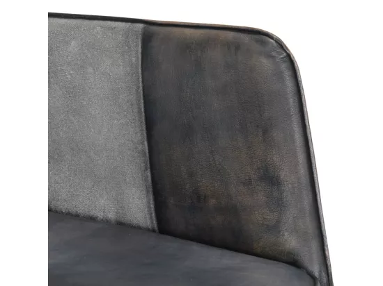 Chaise à bascule Gris Cuir véritable et toile