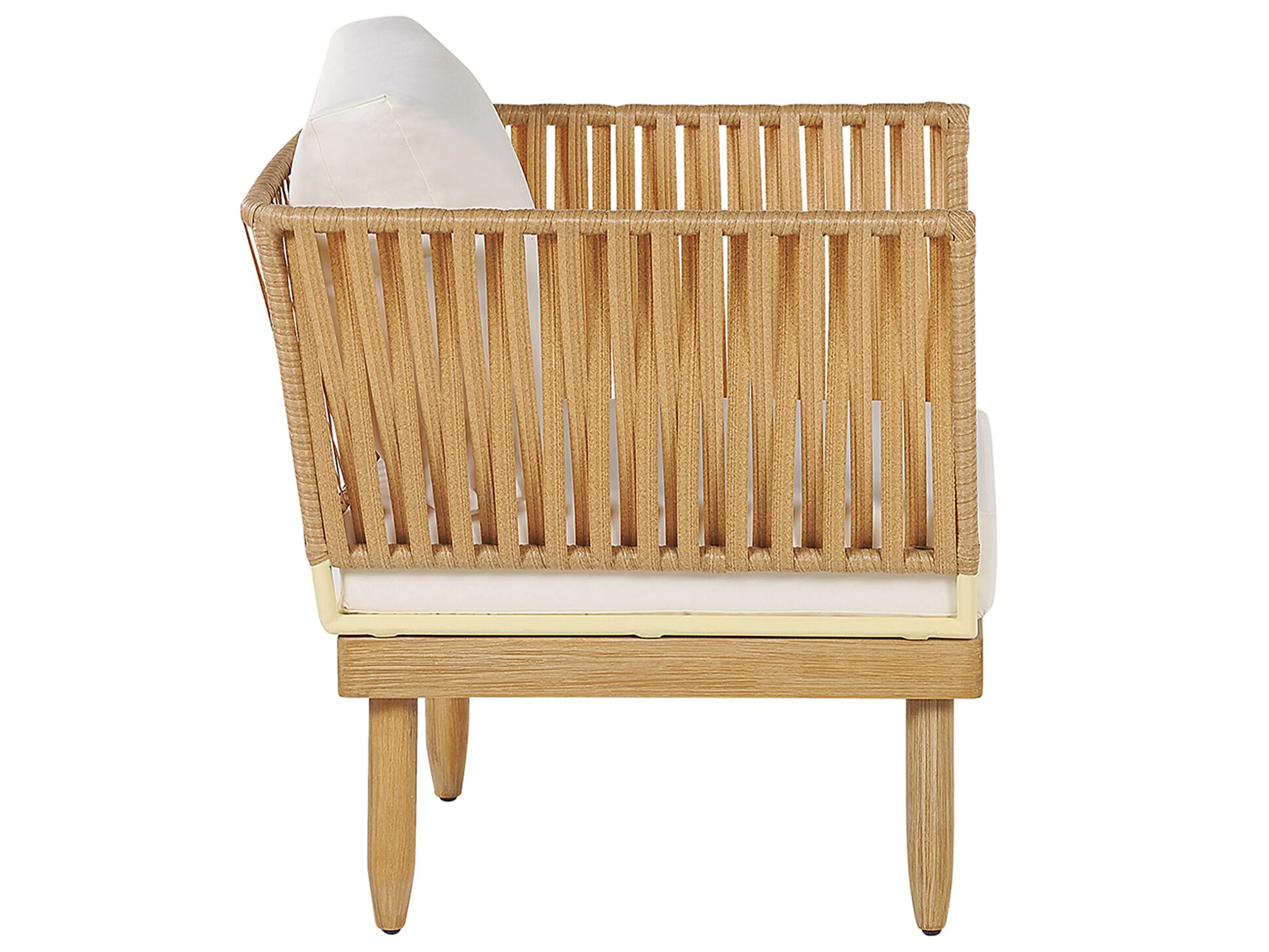 Loungeset met tafel 4-zits CREMONA linkszijdig Acaciahout Gebroken wit