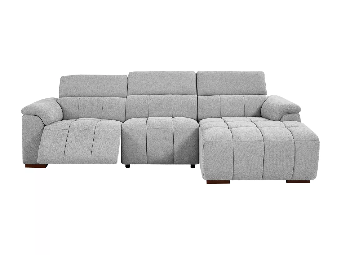 Canapé d'angle droit relax électrique en tissu gris clair MOLPICA