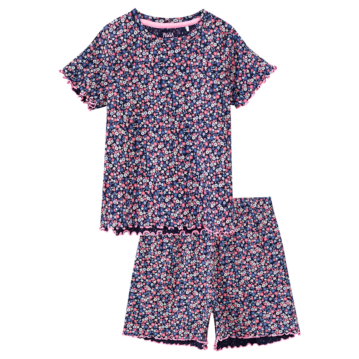Yigga Mädchen Shorty mit gerippter Struktur dunkelblau