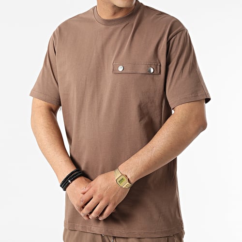 Ensemble Tee Shirt Et Jogger Pant LL656 Marron