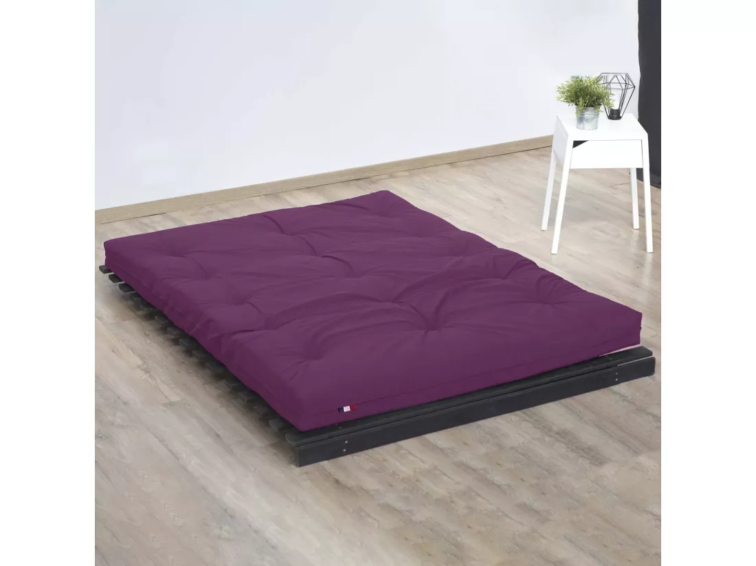 Matelas futon aubergine coeur en latex 90x200