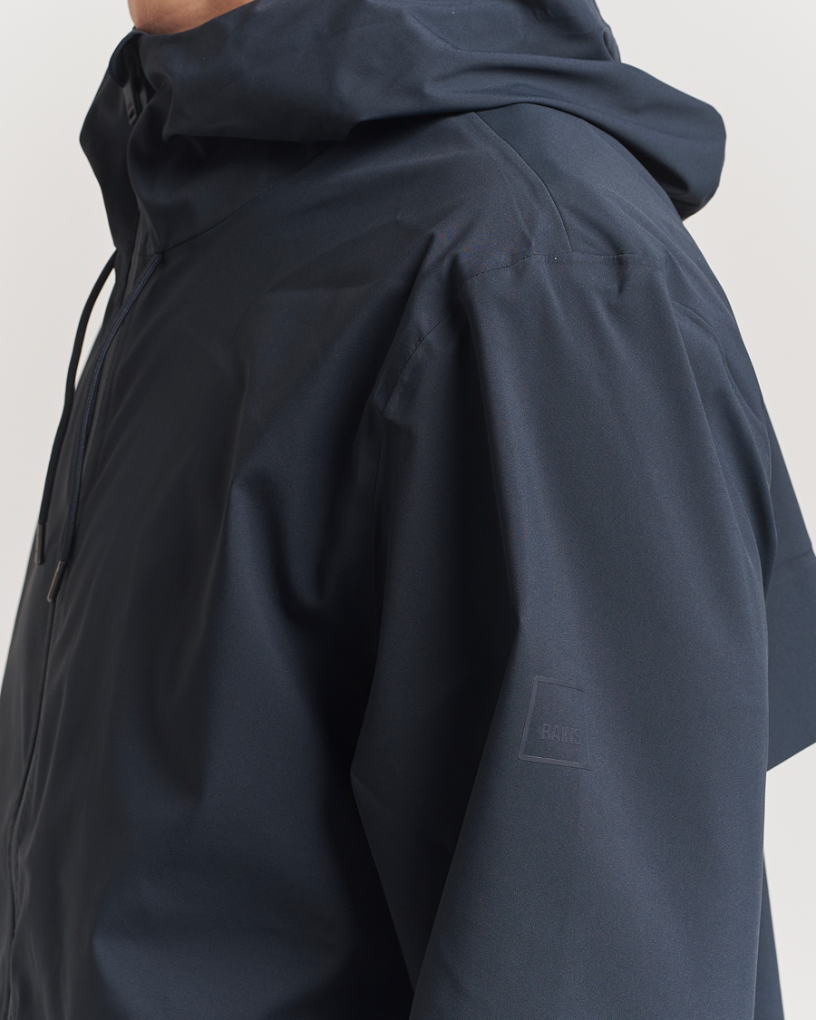RAINS Suva Hooded Waterproof Long Jacket Navy