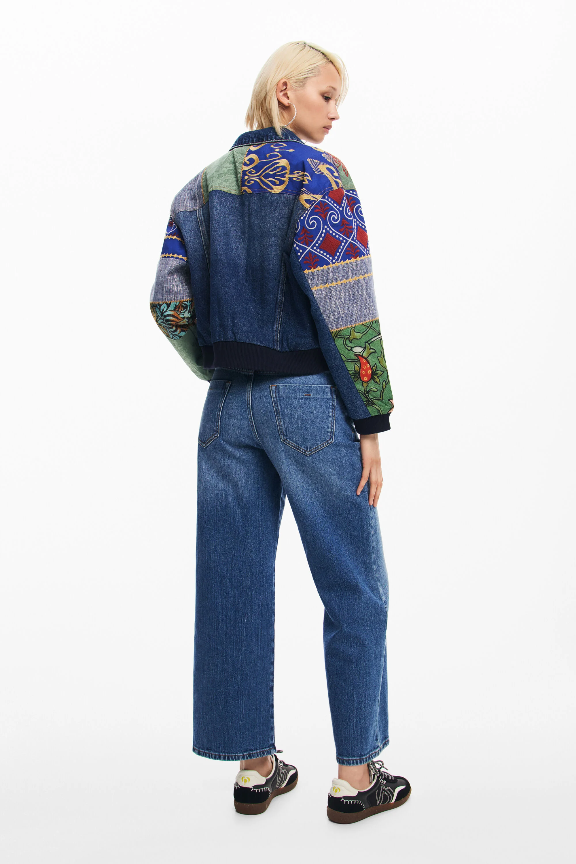Jaqueta patchwork de jeans