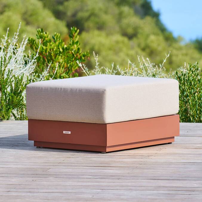 Pouf de jardin rectangulaire ALLURE Beige / Acajou