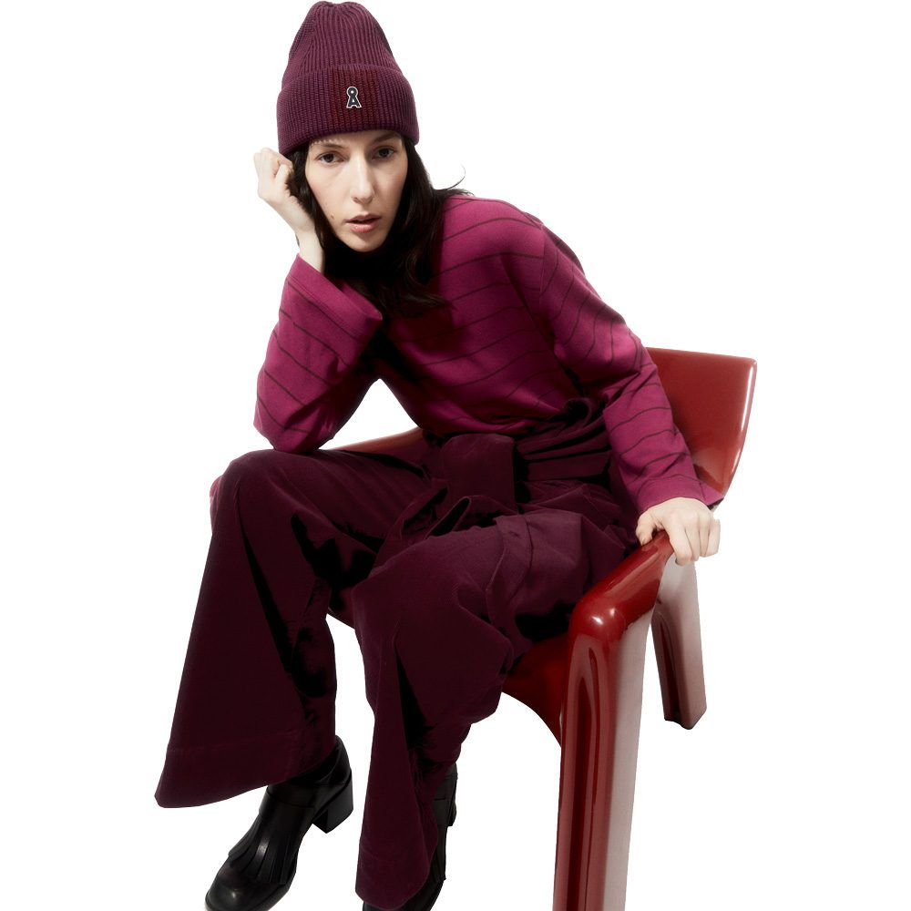 Armedangels Marynaa Fine Stripe Longsleeve Damen cherry juice-cranberry juice