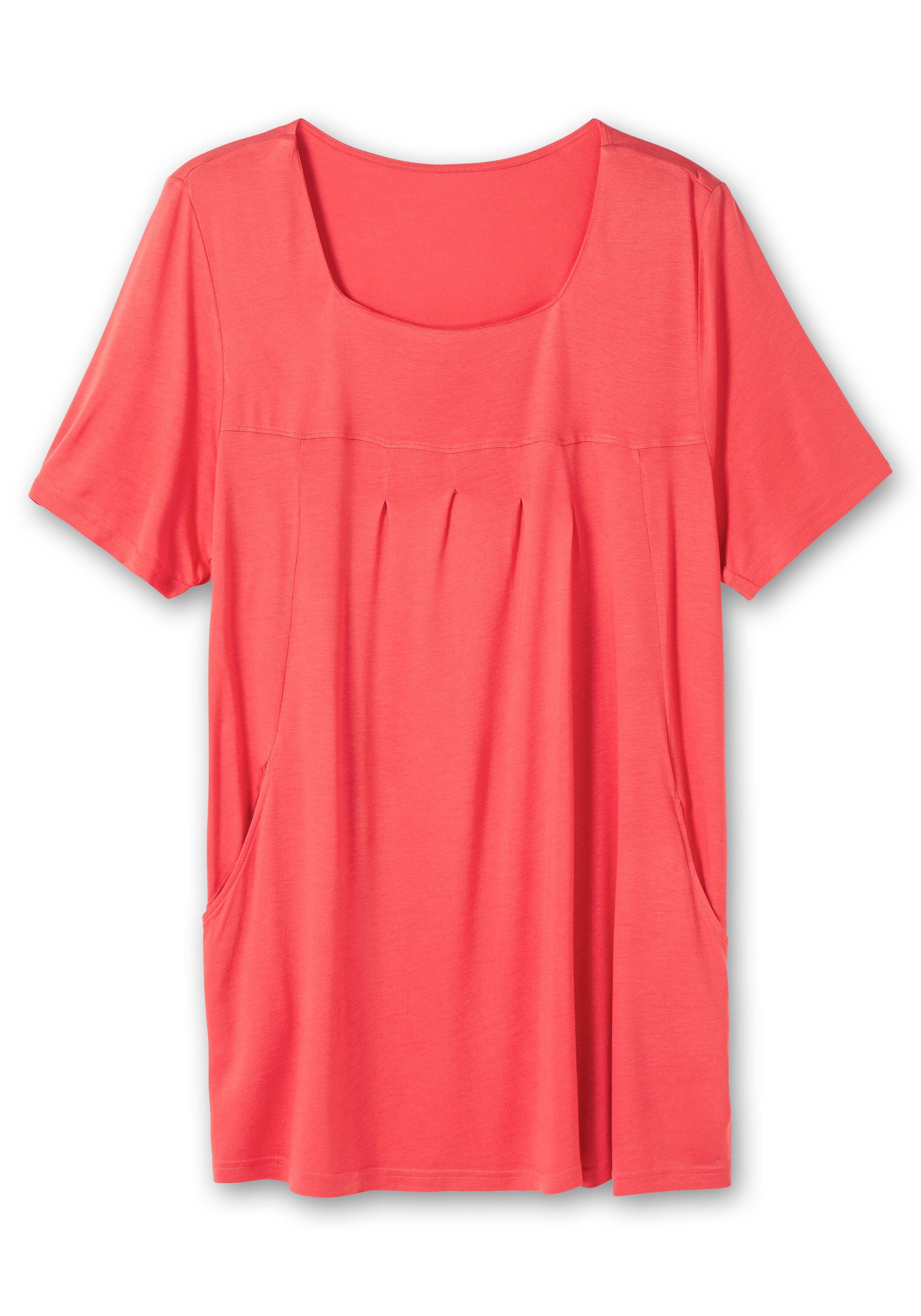 Longshirt mit Taschen und Karreeausschnitt