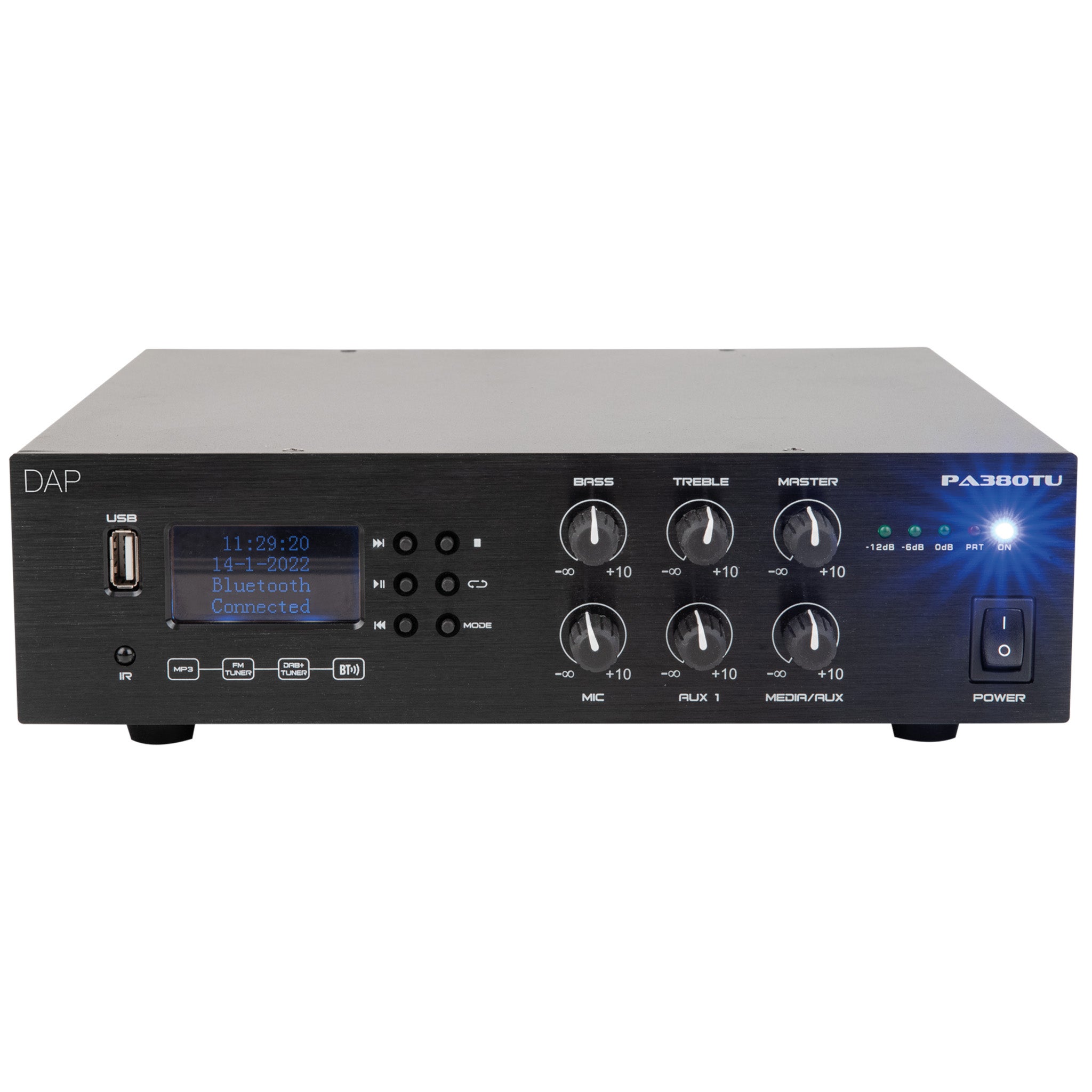 DAP PA-380TU 100V versterker & mediaspeler met DAB+ en bluetooth, 80 Watt
