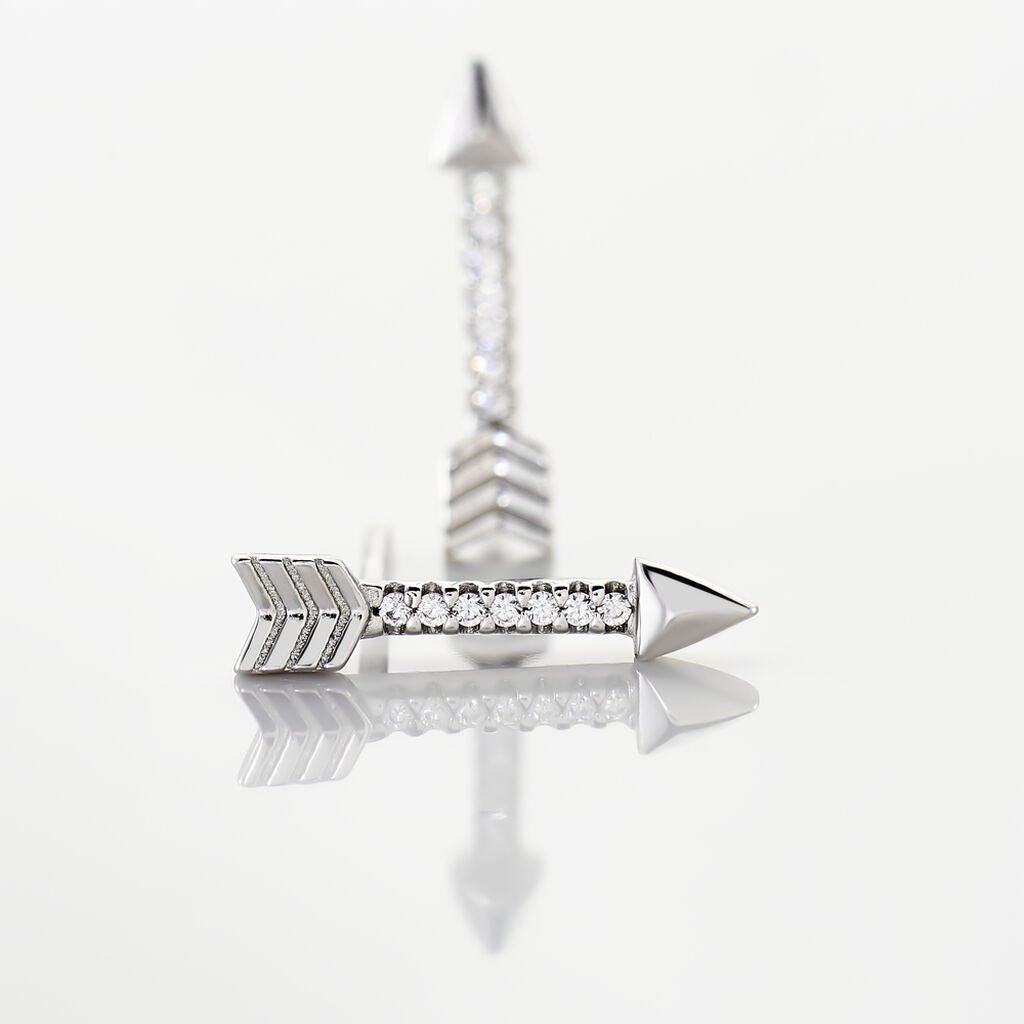 Boucles D'oreilles Puces Harrow Argent Blanc Oxyde De Zirconium
