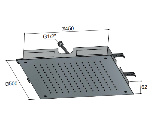 Hotbath Archie inbouw hoofddouche 50cm RVS