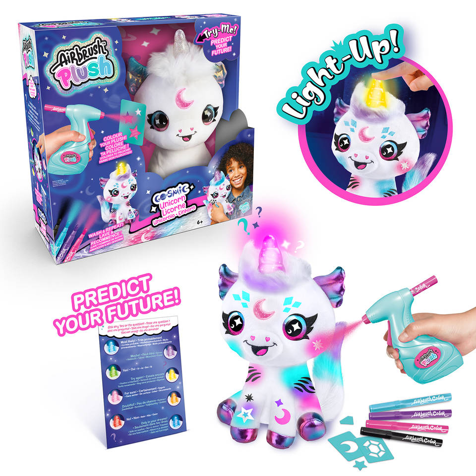 Airbrush Plush pluchen magische eenhoorn