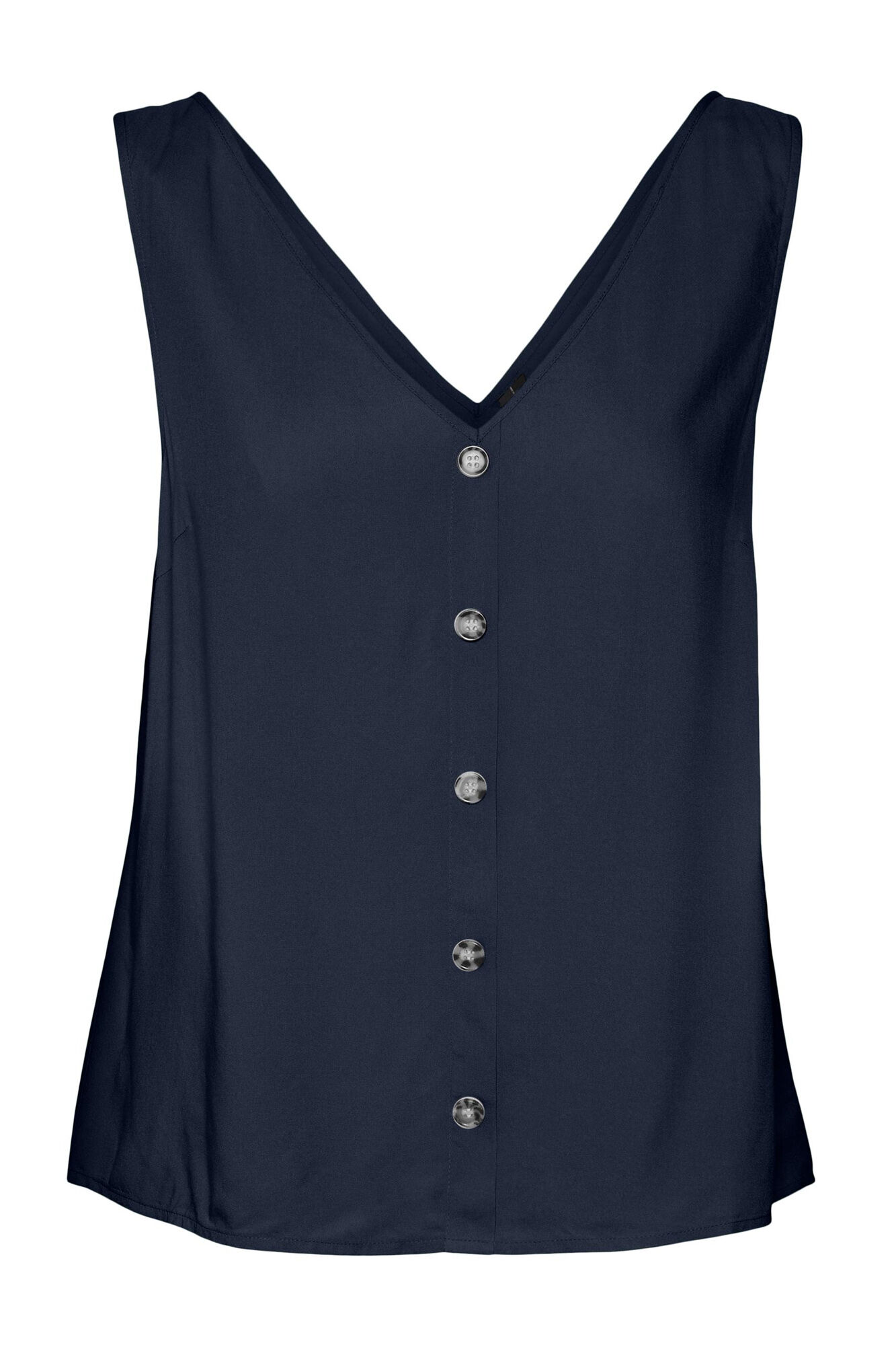 Top feminino sem alças com detalhe de botões - Azul marinho
