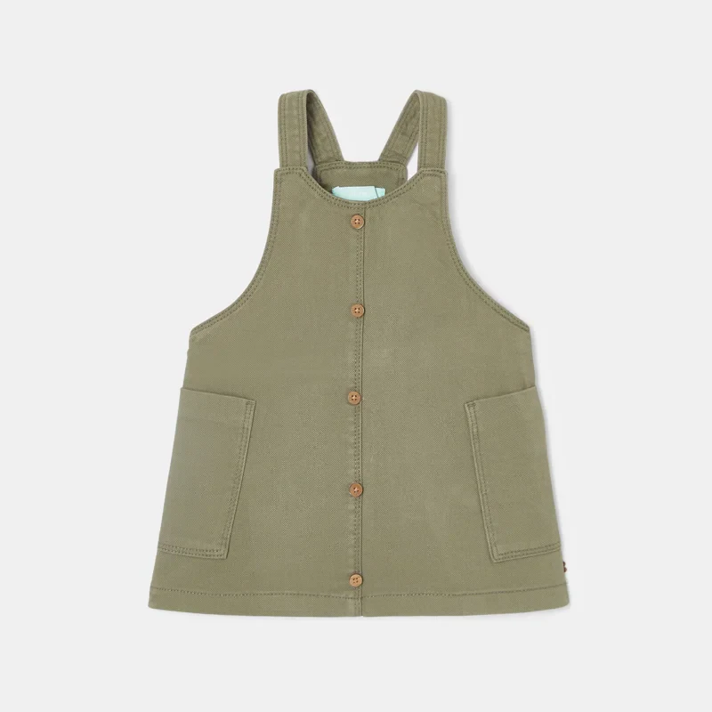 Robe salopette velours milleraies kaki bébé fille Vert