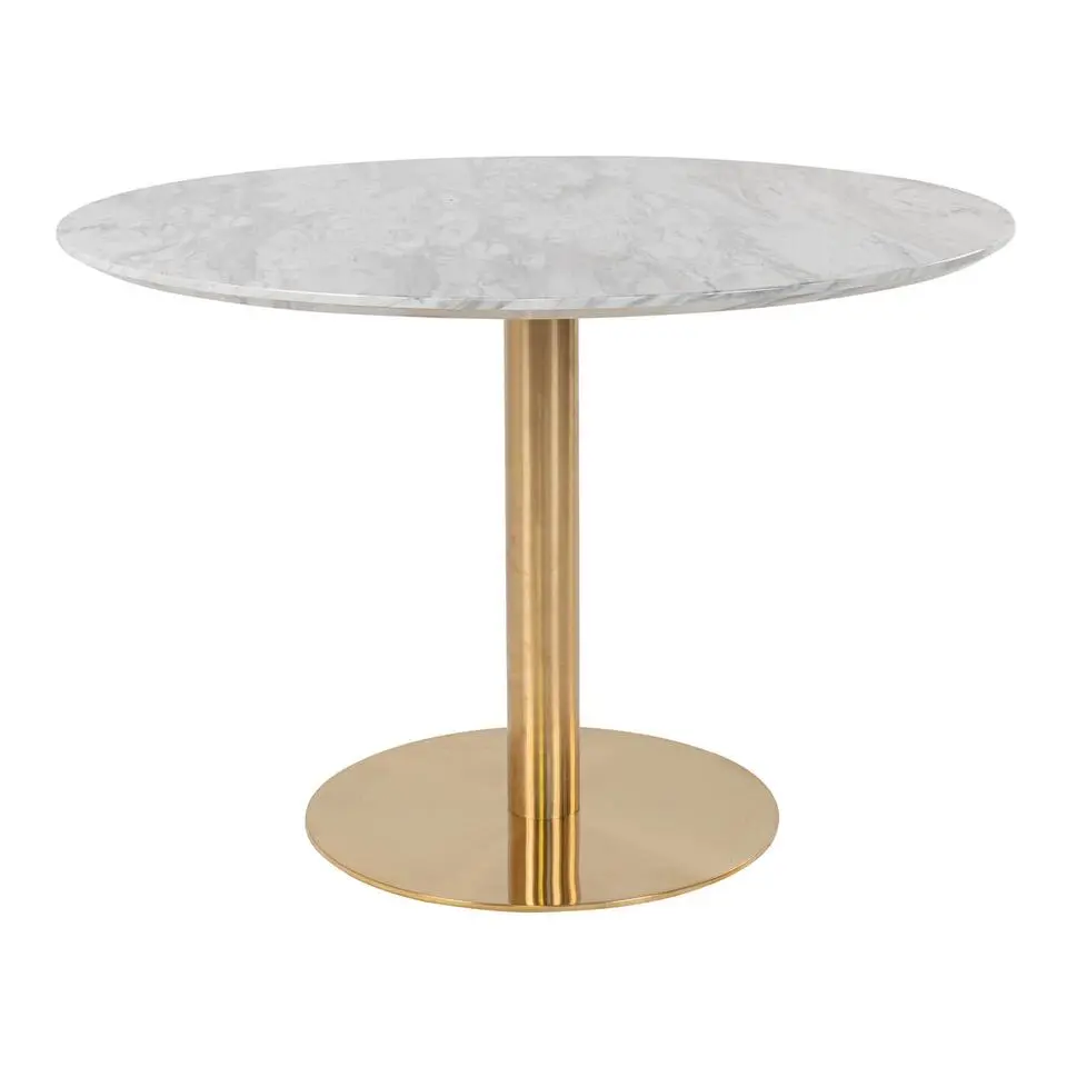 Eettafel Wit Ø110cm - Gouden Onderstel - Bolzano