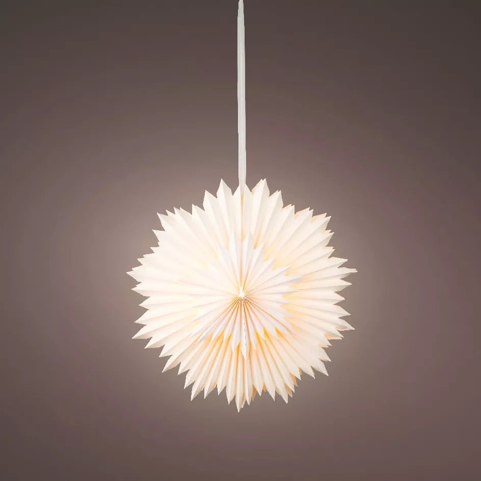 Suspension lumineuse papier LED (D60 cm) Origami Star Blanc chaud