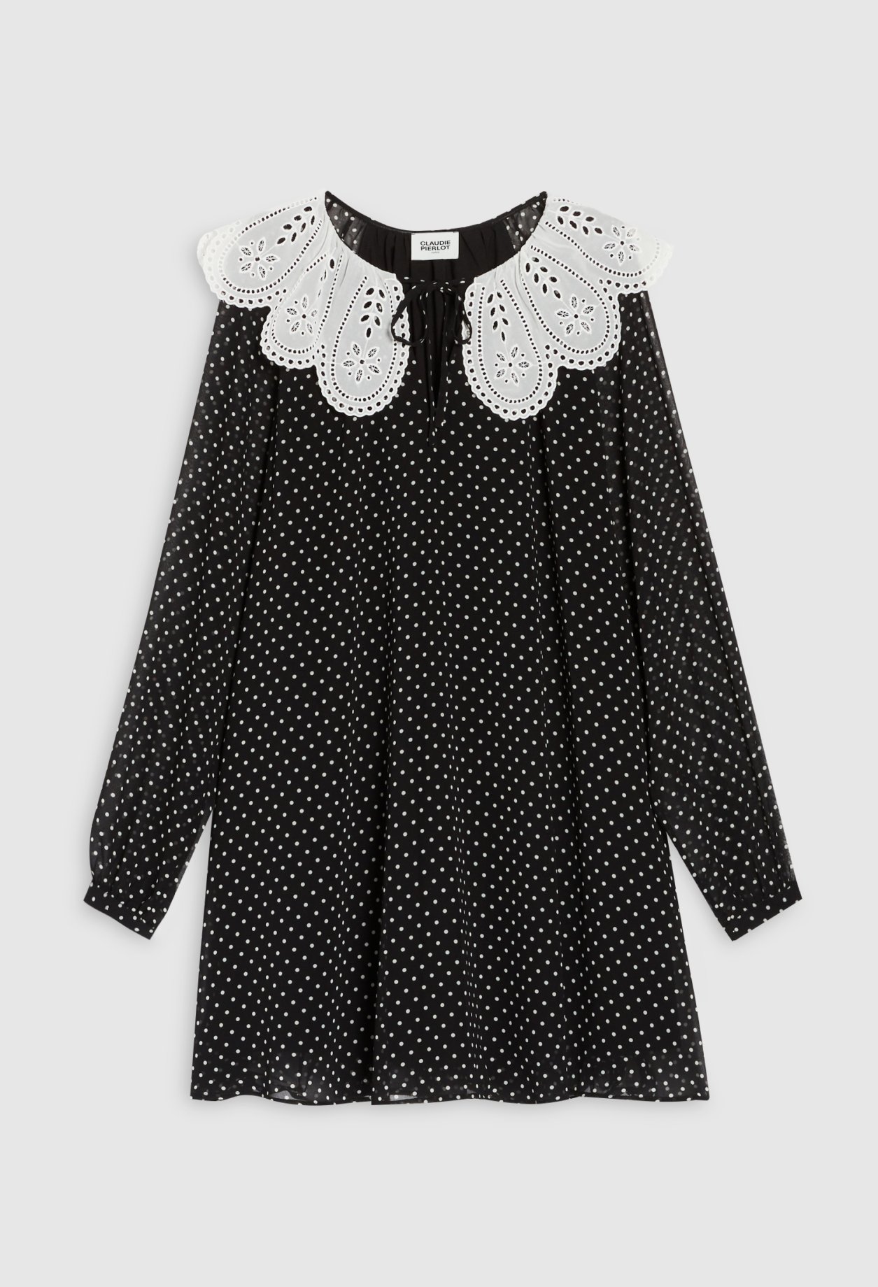 Robe courte Rifi large col imprime pois