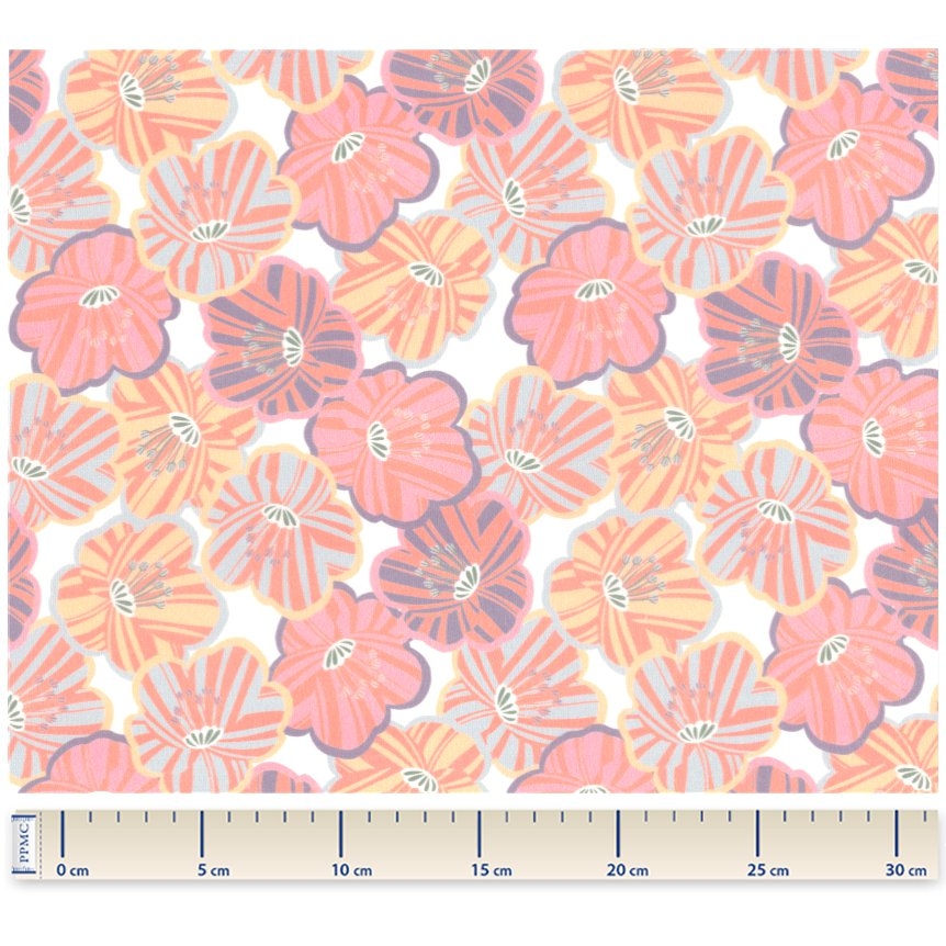 Coupon Tissu 1 M Ex2540 Anemones Rayées Pastel
