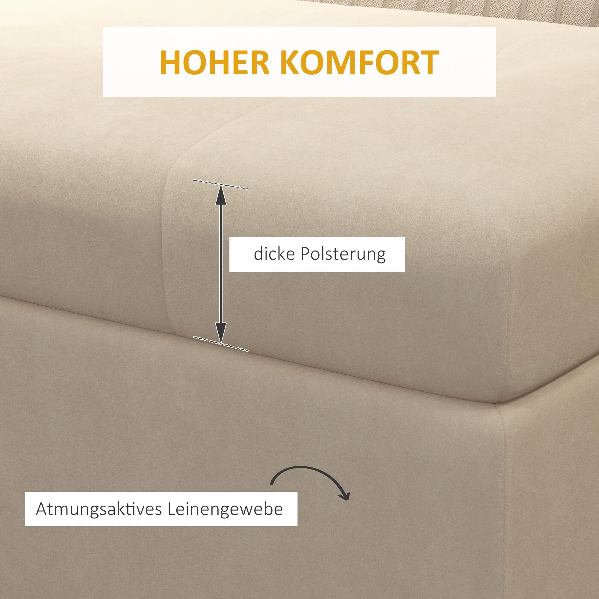 HOMCOM Sitzbank mit Stauraum beige 110L x 44B x 49H cm