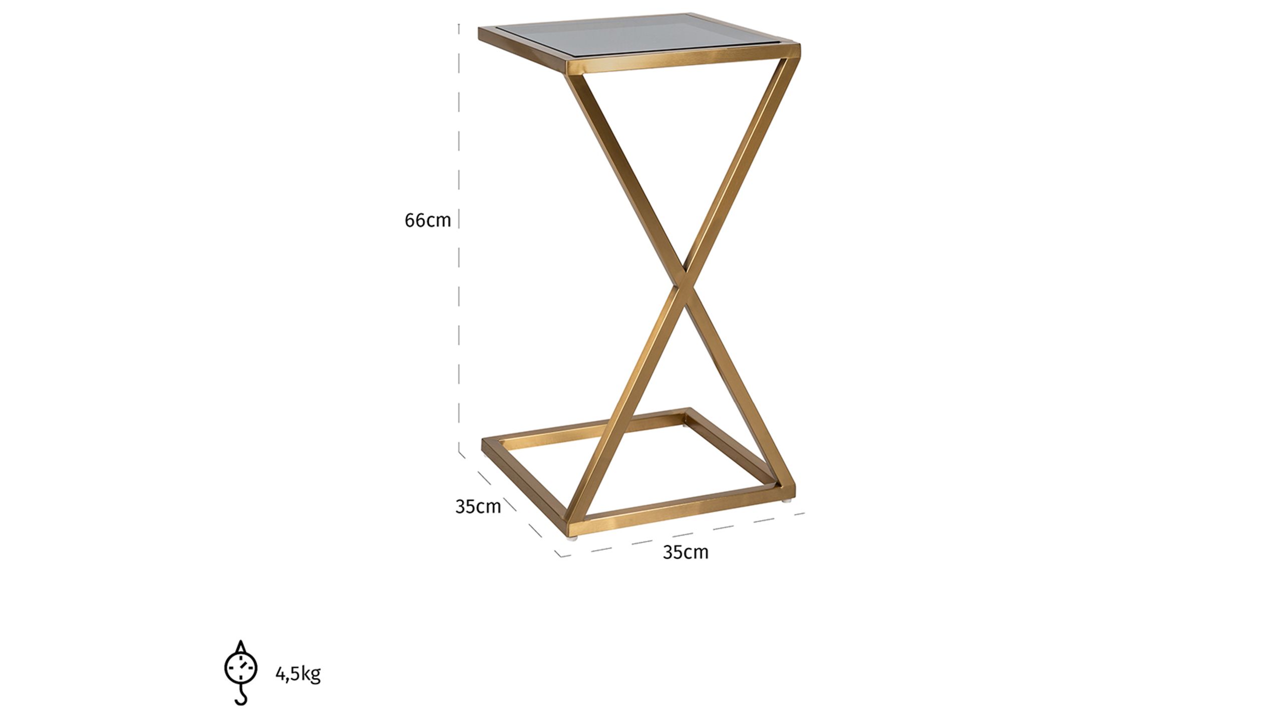 Bijzettafel goud 210847 Paramount B35 x D35 x H66 cm