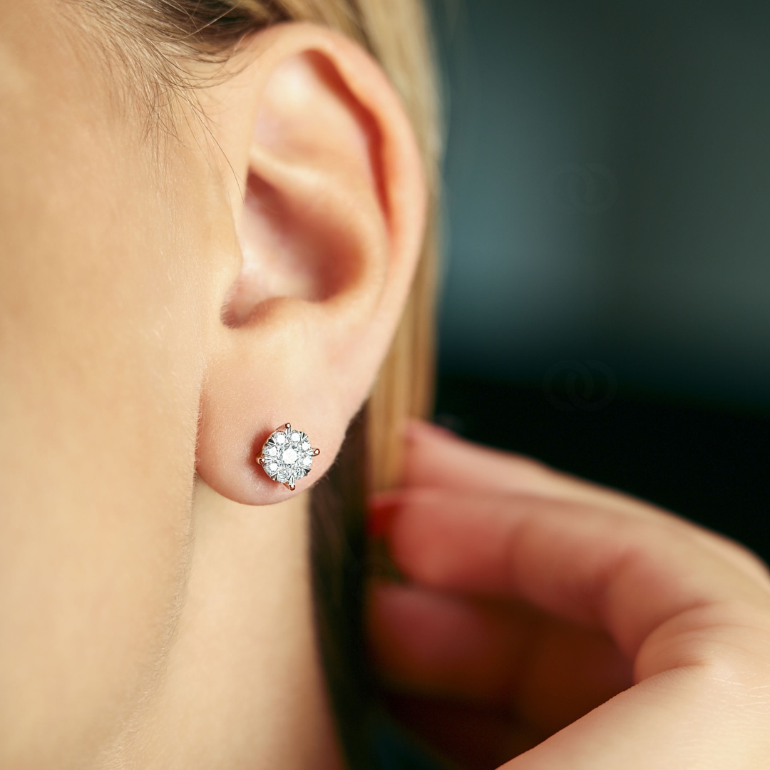 0.50 Karat Diamantohrstecker 750/18 K Roségold Ø 6.5mm