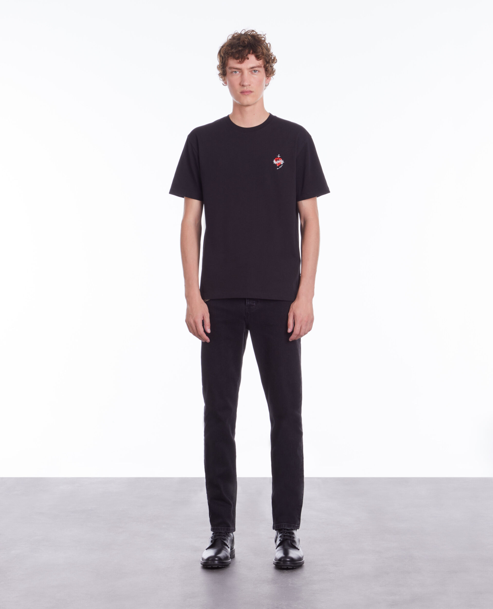 T-shirt noir avec broderie Dagger through heart