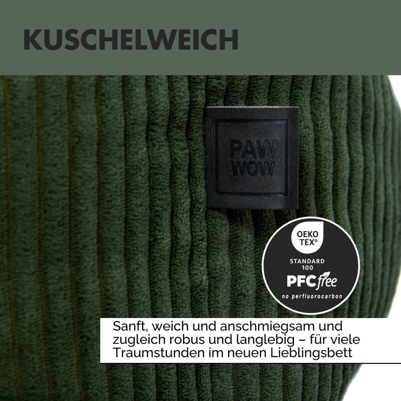 PAW WOW Hundebett ANTON Cord Olivegrün M