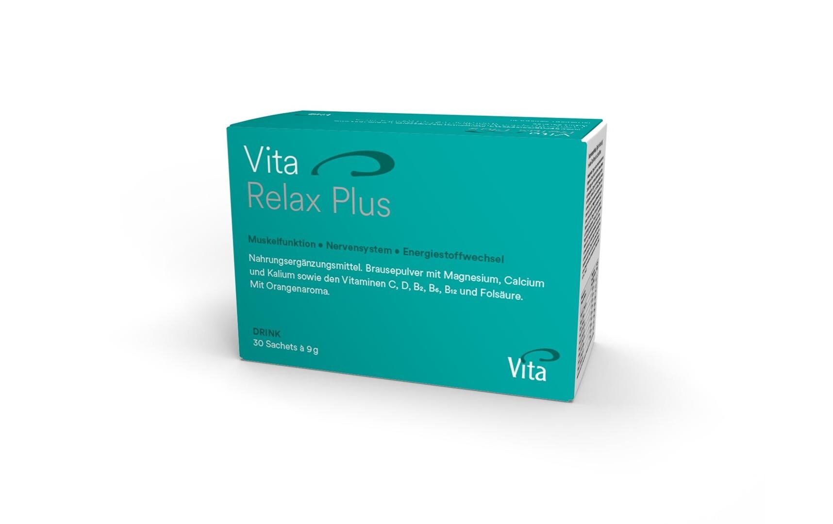 Vita Relax Plus Drink 30 BeutelVegane Nahrungsergänzung mit Magnesium, Calcium, Kalium und Vitaminen