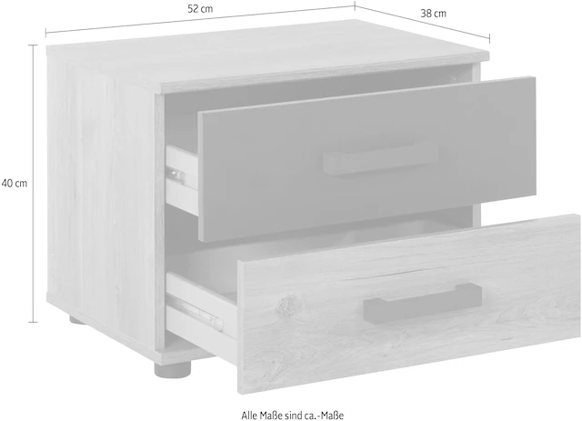 Wimex Nachtschrank »Malmoe, Nachttisch 52x38x40cm, 2 Schubladen« einzeln oder im praktischen 2er Set, rusikaler look, Industrial Design