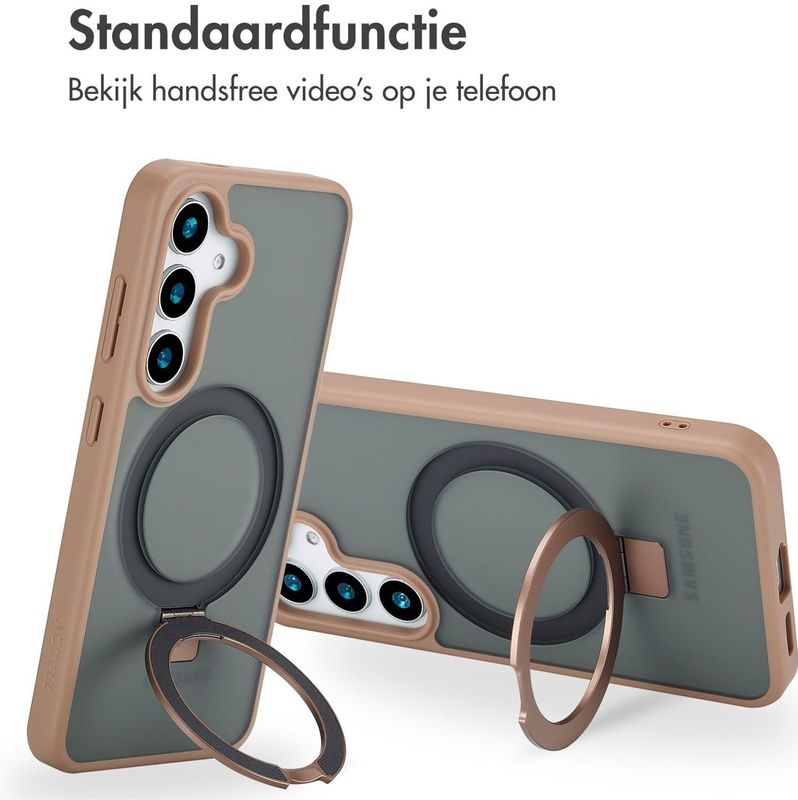 ACCEZZ Ring Stand Backcover - Bruin - Geschikt voor Samsung Galaxy S25