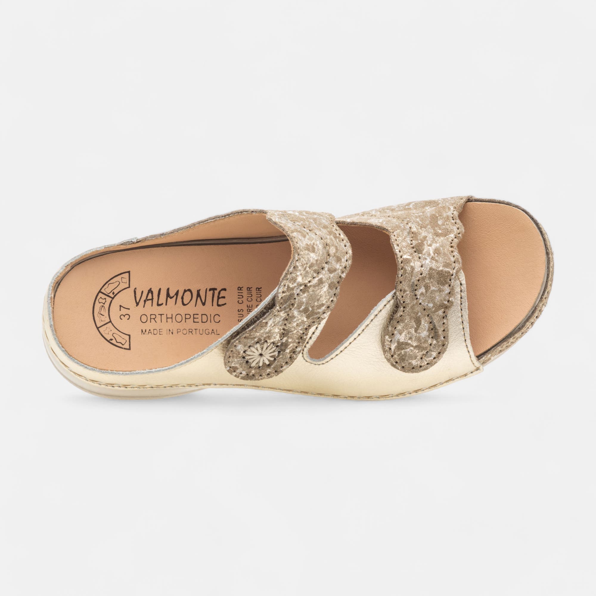 Nu-pieds confort Femme en cuir or