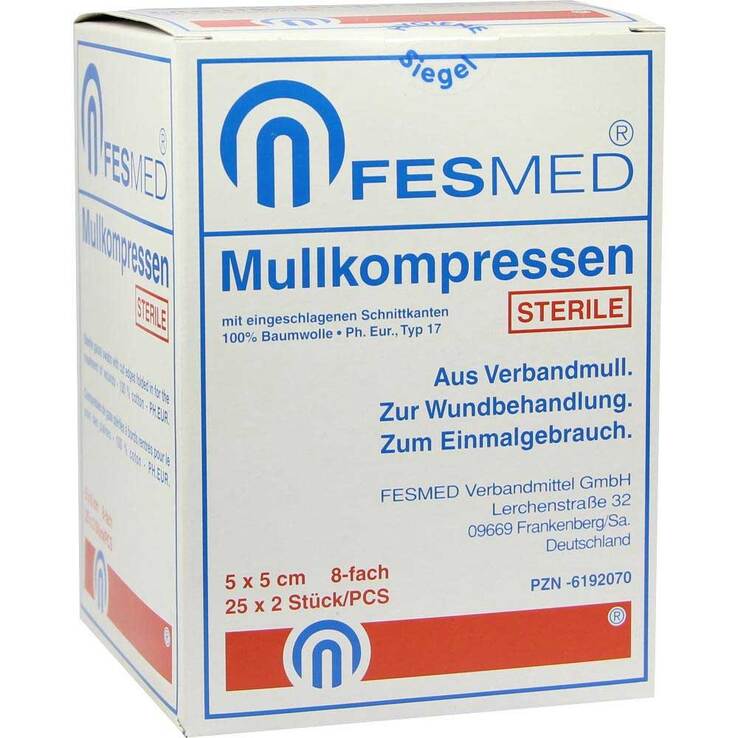Mullkompressen ES 5x5 cm steril 8-fach, 25X2 St