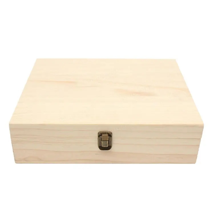 (33x24cm) Holz Kiste DIY Bastel Schatulle Aufbewahrungs Box Erinnerungskiste Geschenk Truhe - Braun