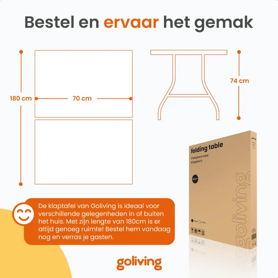 Goliving Inklapbare Tafel – Klaptafel – Campingtafel – Vouwtafel Buiten
