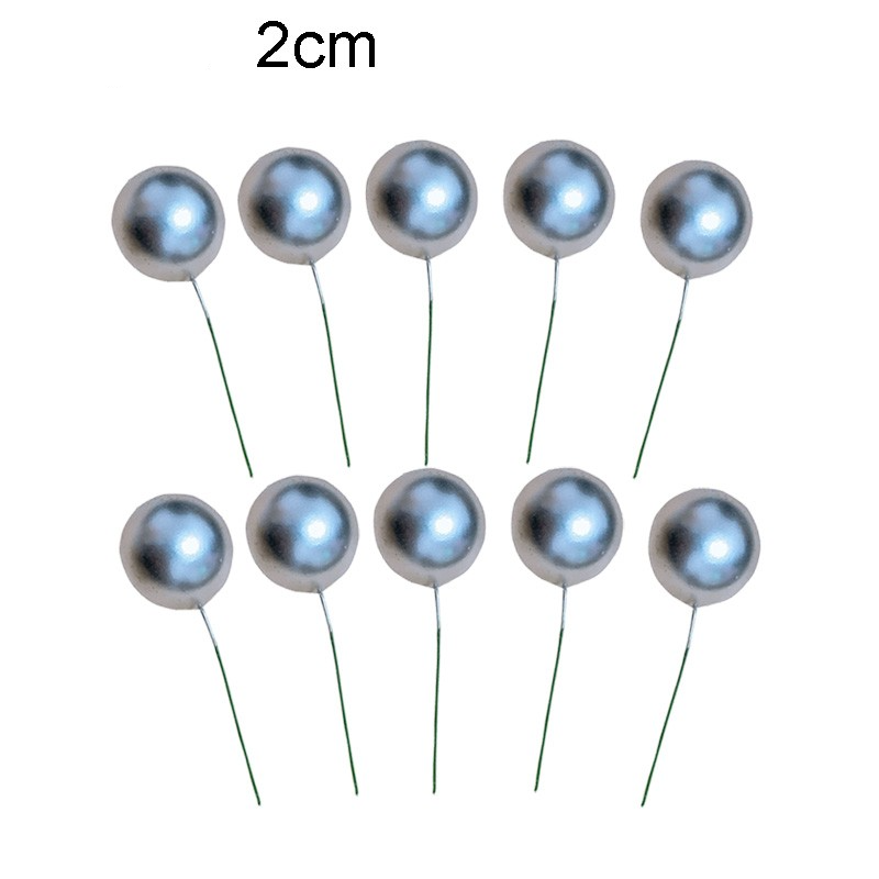 (10-tlg. Set) Ø2cm Kuchenstecker Kugel Tortenstecker Topper Dekoration für Torten / Kuchen - Silber